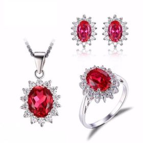 Сребърен комплект с рубини за подарък