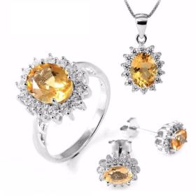 Стилен сребърен комплект с естествен цитрин
