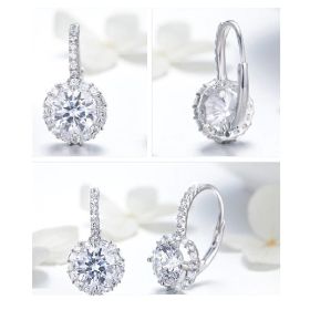 Сребърни обеци с бели цирконии