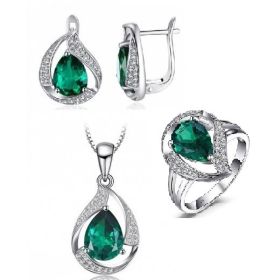 Сребърен комплект с изумруди