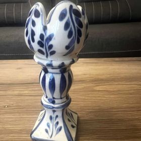 Свещник Лотос, синя керамика