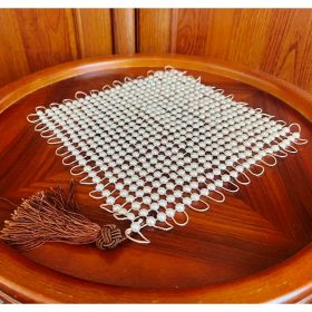 Уникална, антикварна покривка с перли