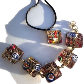 Комплект колие и гривна от цветно стъкло, Богатство и изобилие