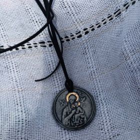 порцеланово колие с пзлата, ръчна изработка, Богородица