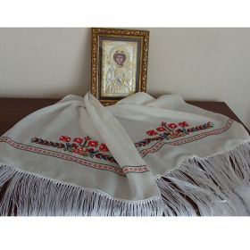 Копринен шал с бродирана шевица от Софийския регион