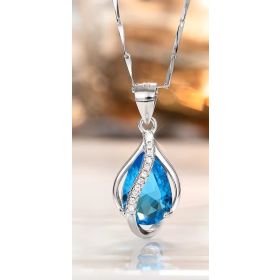 Сребърно колие с естествен аквамарин