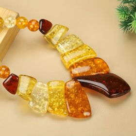 Колие от кехлибар - златно кафяви земни нюанси