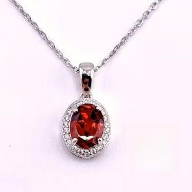 Класическо сребърно колие с естествен гранат
