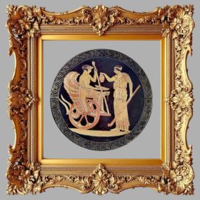 Картина, рисуван порцелан,със злато, божествената инициация на царя