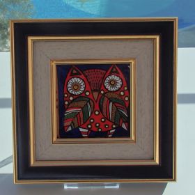 Керамична картина, студена глазура, сова