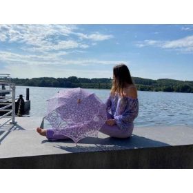 Лилав дантелен чадър