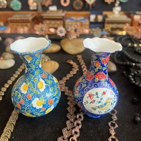 Сияние, комплект ръчно рисувани вази от кована мед