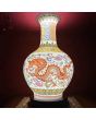 Ръчно риисувана китайска ваза, светеща на тъмното, Червен дракон