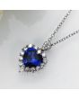 Сребърно колие, синьо сърце, мойсанит