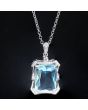 Сребърно колие с аквамарин и цирконий