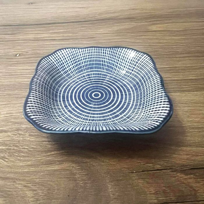 Чинийка за апетайзър, синя керамика