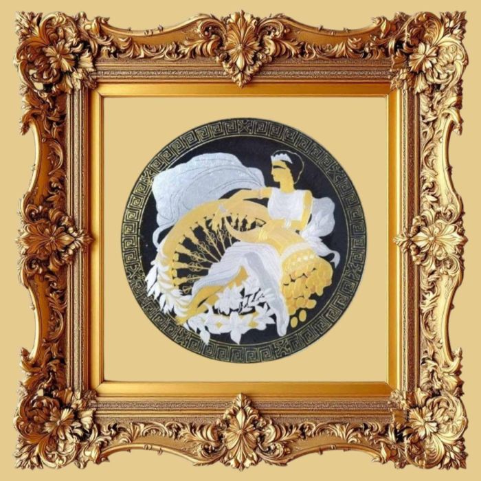 Ръчно рисувана порцеланова картина със злато, рогът на изобилието