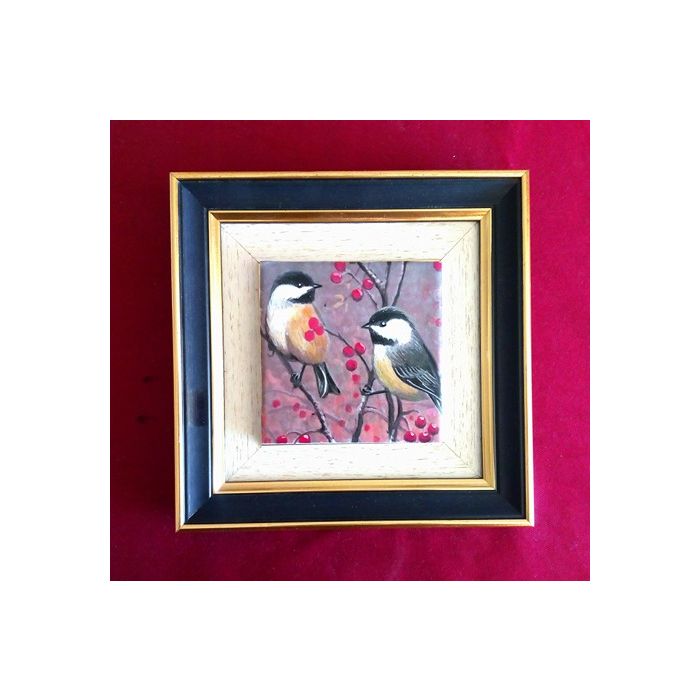 Коледен подарък, картина рисувана керамика