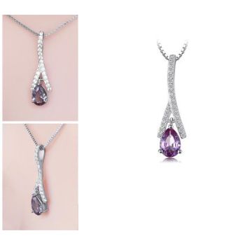 Колие от масивно сребро с александрит, Капка