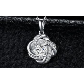 Колие от масивно сребро 925 с диамант "Сияние" 