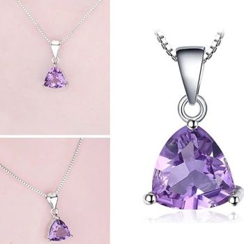 Сребърно колие с естествен аметист, Капчица роса