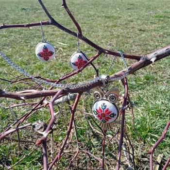Етно комплект бродирани бижута "Бухалче"