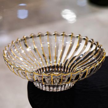Усещане за лукс - ръчно изработена кристална купа с частична позлата 