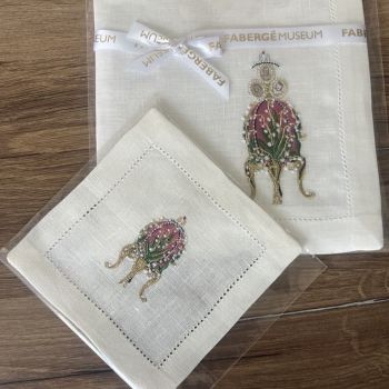 Комплект покривка и салфетка, ръчна изработка от лен, музей Фаберже