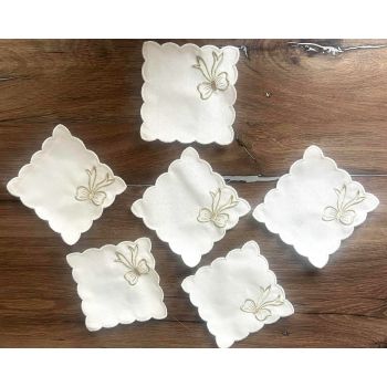 Бродирани ленени сълфетки - златни конци