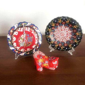 Керамичен комплект "Настроение" - часовник, чиния, котка