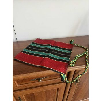 Автентична, ръчно тъкана битова торбичка за Коледари, естествен памук