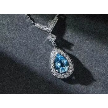 Сребърно колие с аквамарин