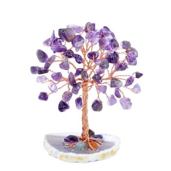 Дърво с естествени камъни, аметист