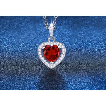 Сребърно колие с естествен гранат