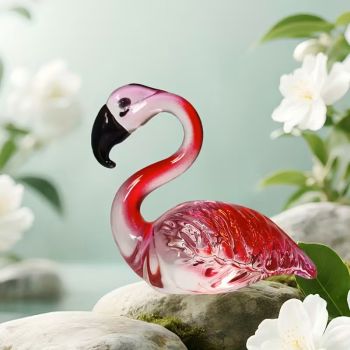 Фламинго - колекционерска фигурка от цветно стъкло, тип Мурано - красавица
