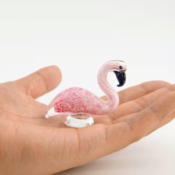 Розово фламинго - колекционерска фигурка от цветно стъкло, тип Мурано