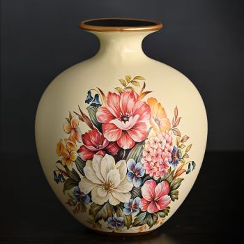 Ръчно рисувана китайска порцеланова ваза, Пролетни цветя