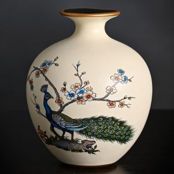 Ръчно рисувана китайска порцеланова ваза, Паун-птицата на безсмъртието
