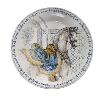Ръчно рисувана декоративна порцеланова чиния, Оседлан за езда