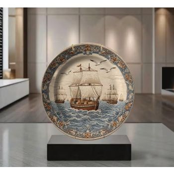Ръчно рисувана декоративна порцеланова чиния, Корабът на мечтите