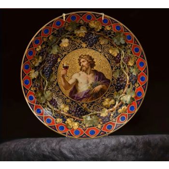 Ръчно рисувана декоративна порцеланова чиния, In vino veritas