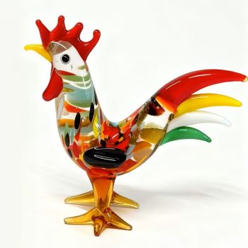 Великденска кокошка, цветно стъкло, тип Мурано