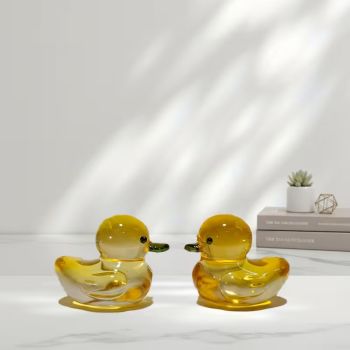 Комплект 2 бр. стъклени патета, фигурки от цветно стъкло, тип Мурано