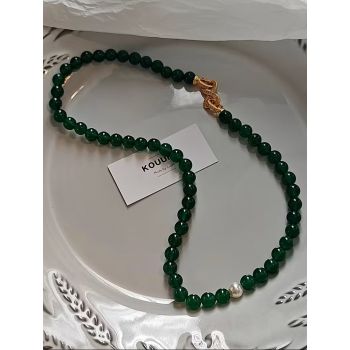 Колие от естествен зелен ахат