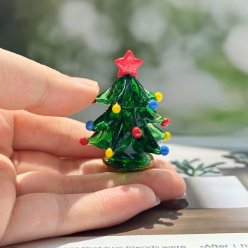 Фигурка на коледна елха от цветно стъкло, тип Мурано