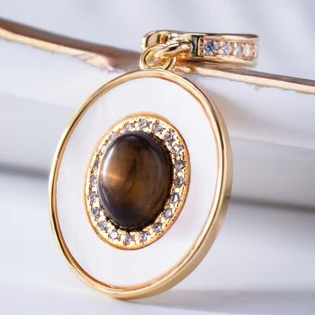 Стил, висулка от естествен седеф и естествен ахат-тигрово око