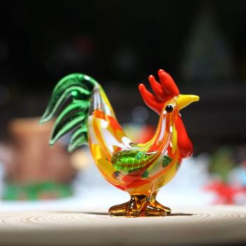 Великденски петел, цветно стъкло тип Мурано