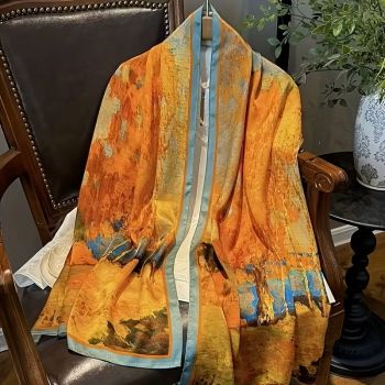 Златна есен, шал от 100% естествена коприна