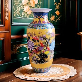 Ръчно рисувана китайска порцеланова ваза, Златна пролет