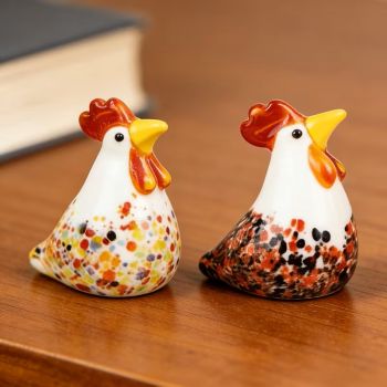 Комплект 2 бр. Великденски пилета от цветно стъкло тип Мурано
